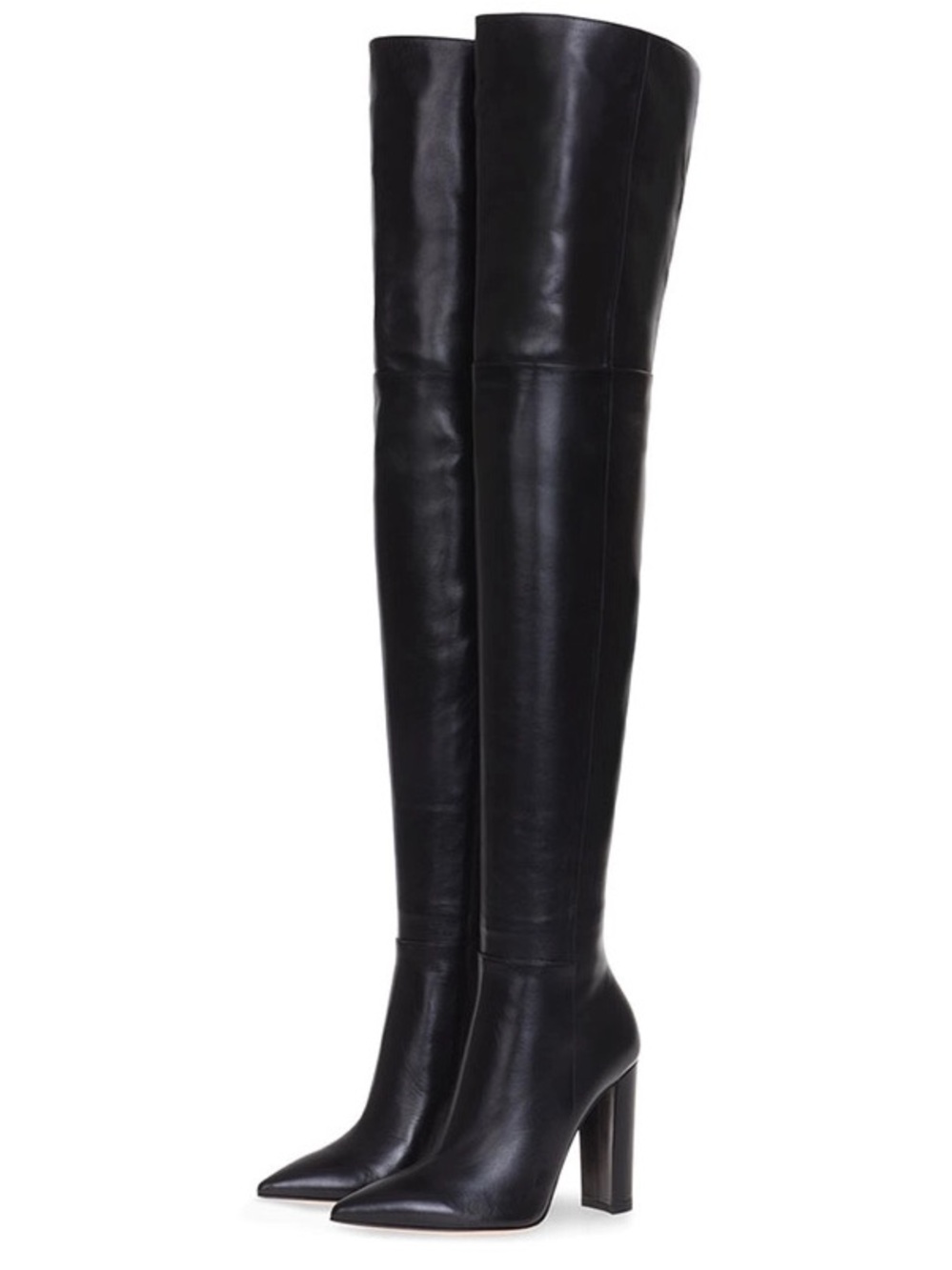 Black Over-the-Knee Pointed Toe Vegan Leather Boots
